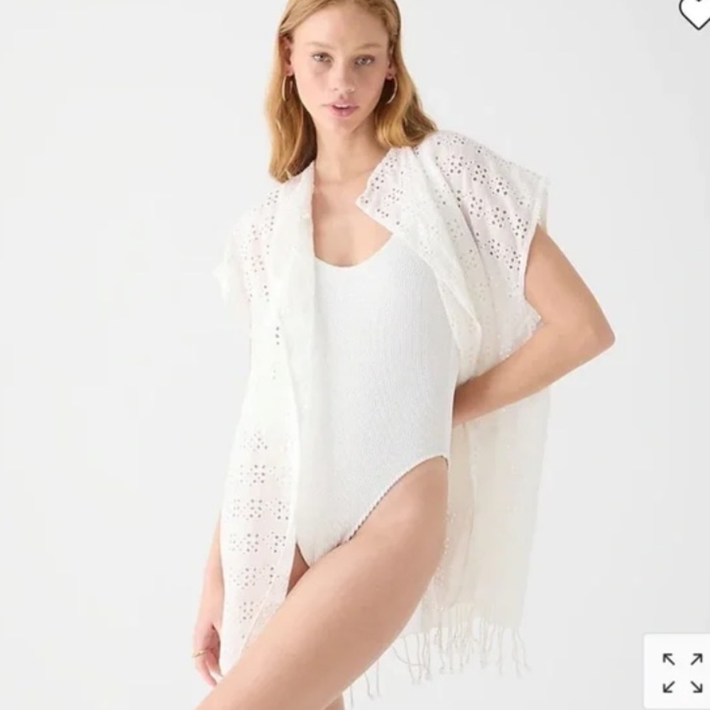 J.‎ Crew NWT Women's Eyelet Fringe Beach Poncho Cover Up